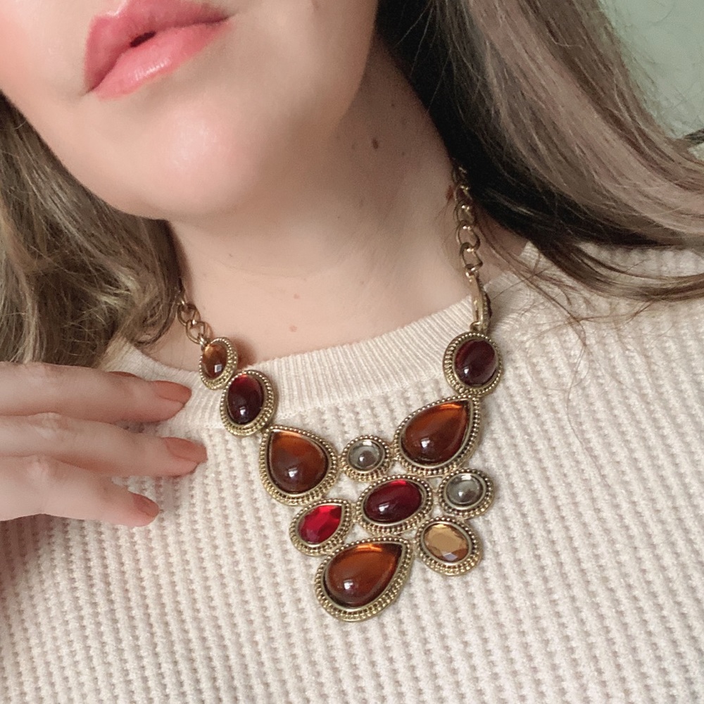 Amber Coloured Statement Necklace